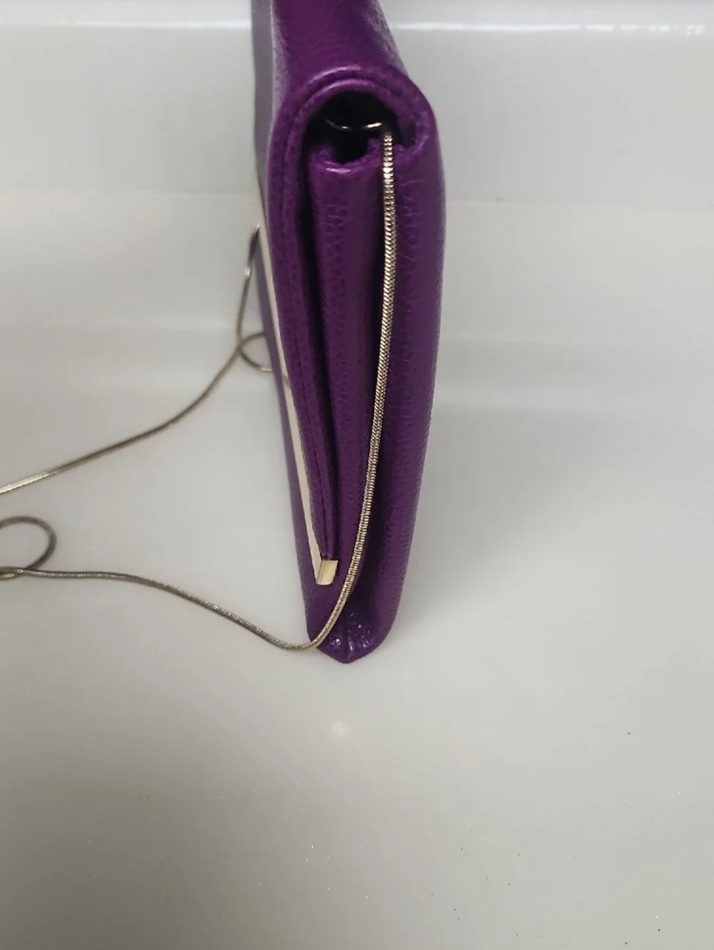 Carolina Herrera Purple Leather Clutch with Silver Chain
